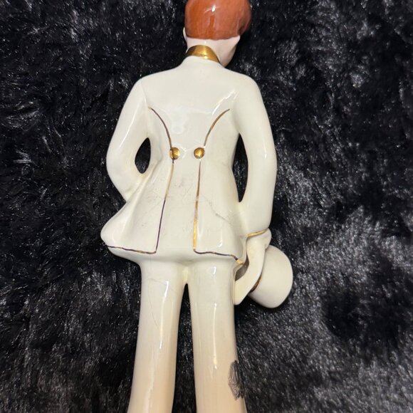 Vintage Florence Ceramic Man In White Tuxedo Gold Accents & Top Hat Figurine - Picture 3 of 6